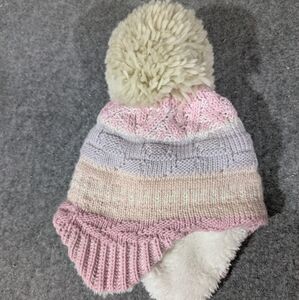 The North Face 0-6 baby knit hat with pom pom